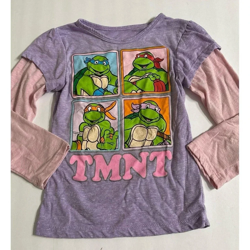 Ninja Turtle, Girls TMNT Long Sleeve Layered T-Shirt (Sz. 4T) Character 2016